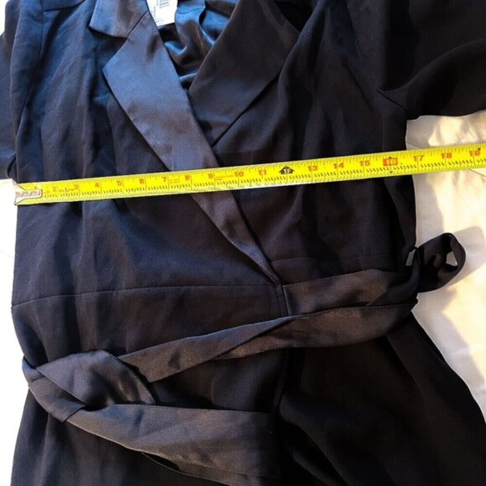 UnTuckIt Satin Black Wrap Agnes Dress Business Career Corporate Modern Large NWT - Picture 11 of 16